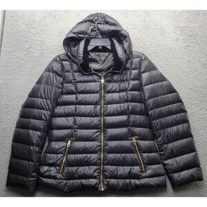 Calvin‎ Klein Packable Puffer Jacket Womens Large Black Premium Down Lightweight